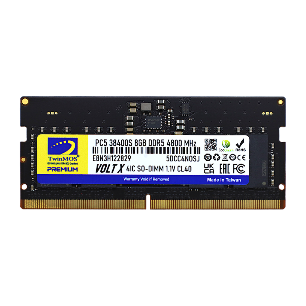 TwinMOS TMD58GB4800S40, 8GB, DDR5, 4800MHz,  CL40, 1.1V Notebook Ram