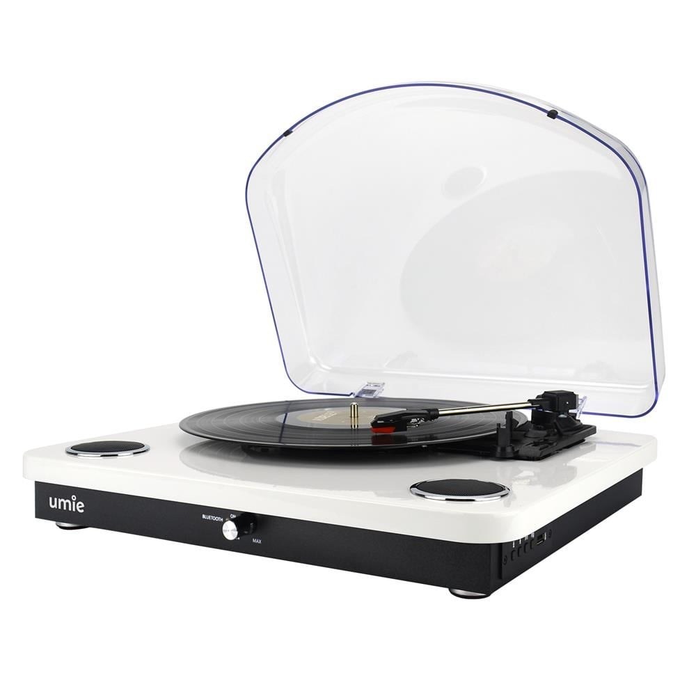 UMİE Bemol Beyaz Piano Kaplama 10W BT İN, BT OUT, RCA, USB Özellikli Nostaljik Pikap