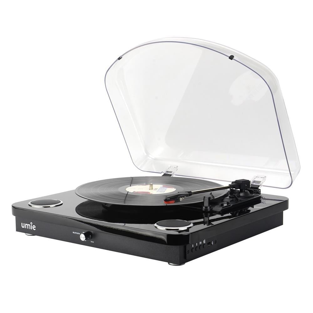 UMİE Bemol Siyah Piano Kaplama 10W BT İN, BT OUT, RCA, USB Özellikli Nostaljik Pikap