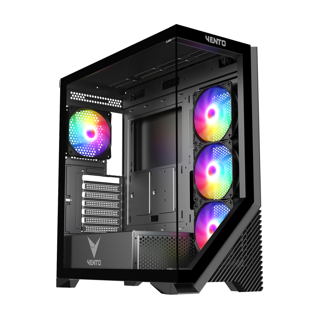VENTO VG4202FL Mid Tower, 850W 80+ Siyah, Temperli Cam, RGB, ATX GAMING KASA