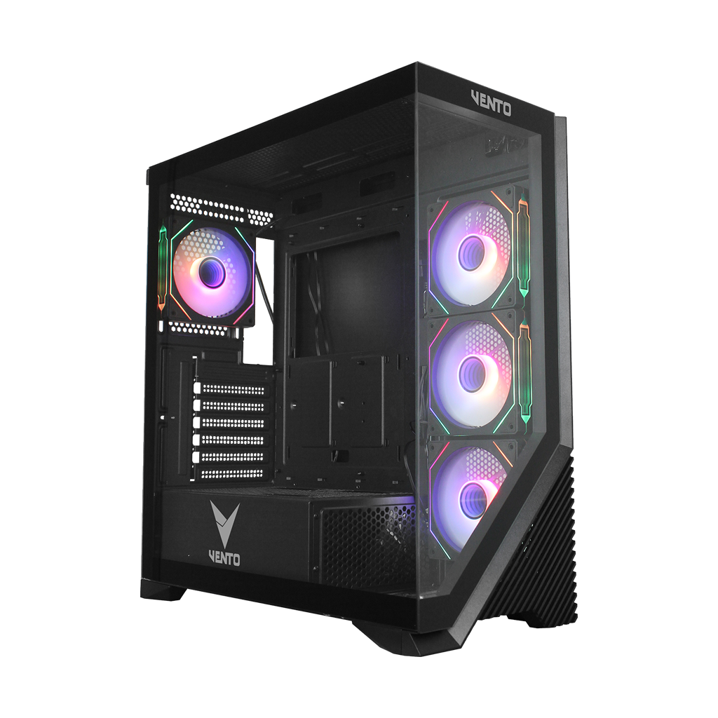 VENTO VG4202FLA ATX Tower, 750W 80+ Siyah,  Temperli Cam, RGB, Mesh, ATX GAMING KASA
