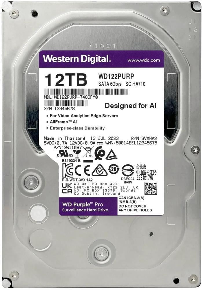 Wd 12Tb Purple Pro WD122PURP 7200 RPM 512MB Cache SATA 6.0Gb-s 3.5