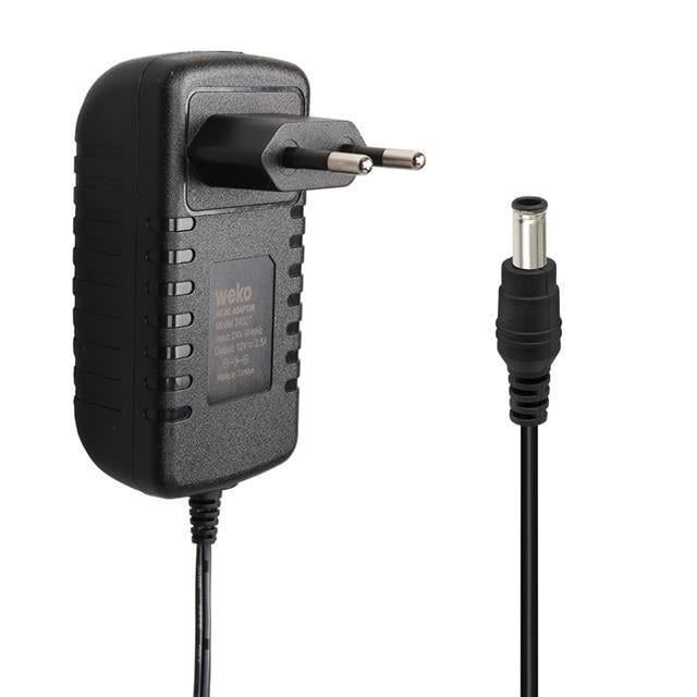 Weko WK-24327 12 Volt - 2.5 Amper 5.5*2.5 Uçlu Yerli Üretim Plastik Kasa Priz Tipi Adaptör