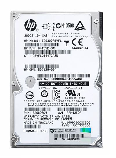 HP Enterprise 300GB 10K RPM 2.5” SAS HDD EG0300FBVFL KUTUSUZ