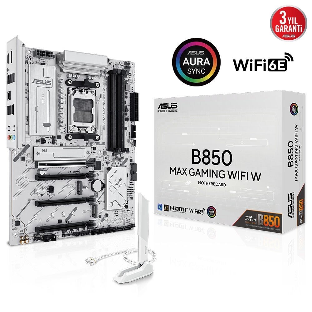 ASUS B850 MAX GAMING WIFI W 4xDDR5 HDMI DP 3xM.2 AM5 ANAKART