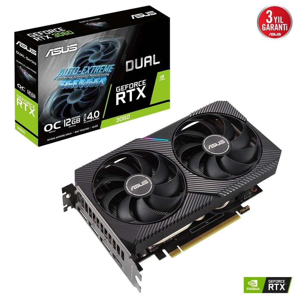 ASUS DUAL-RTX3060-O12G-V2 RTX3060 DUAL 12GB GDDR6 192Bit 3xDP/1xHDMI