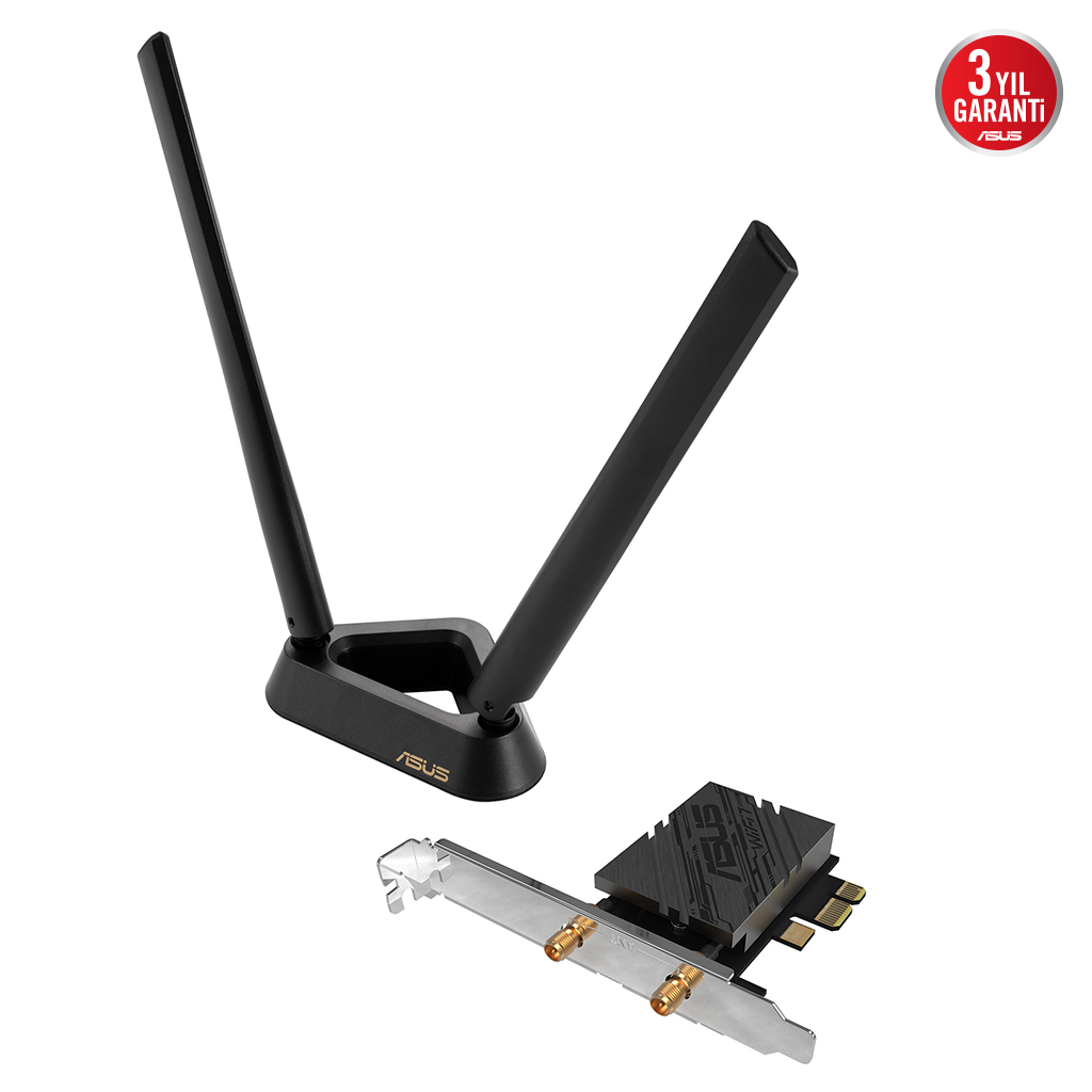 ASUS PCE-BE92BT, WIFI7, BE9400, 5764-2882-688Mbps, 6GHz-5GHz- 2.4GHz, Bluetooth 5.4, PCIe Ağ Adaptörü