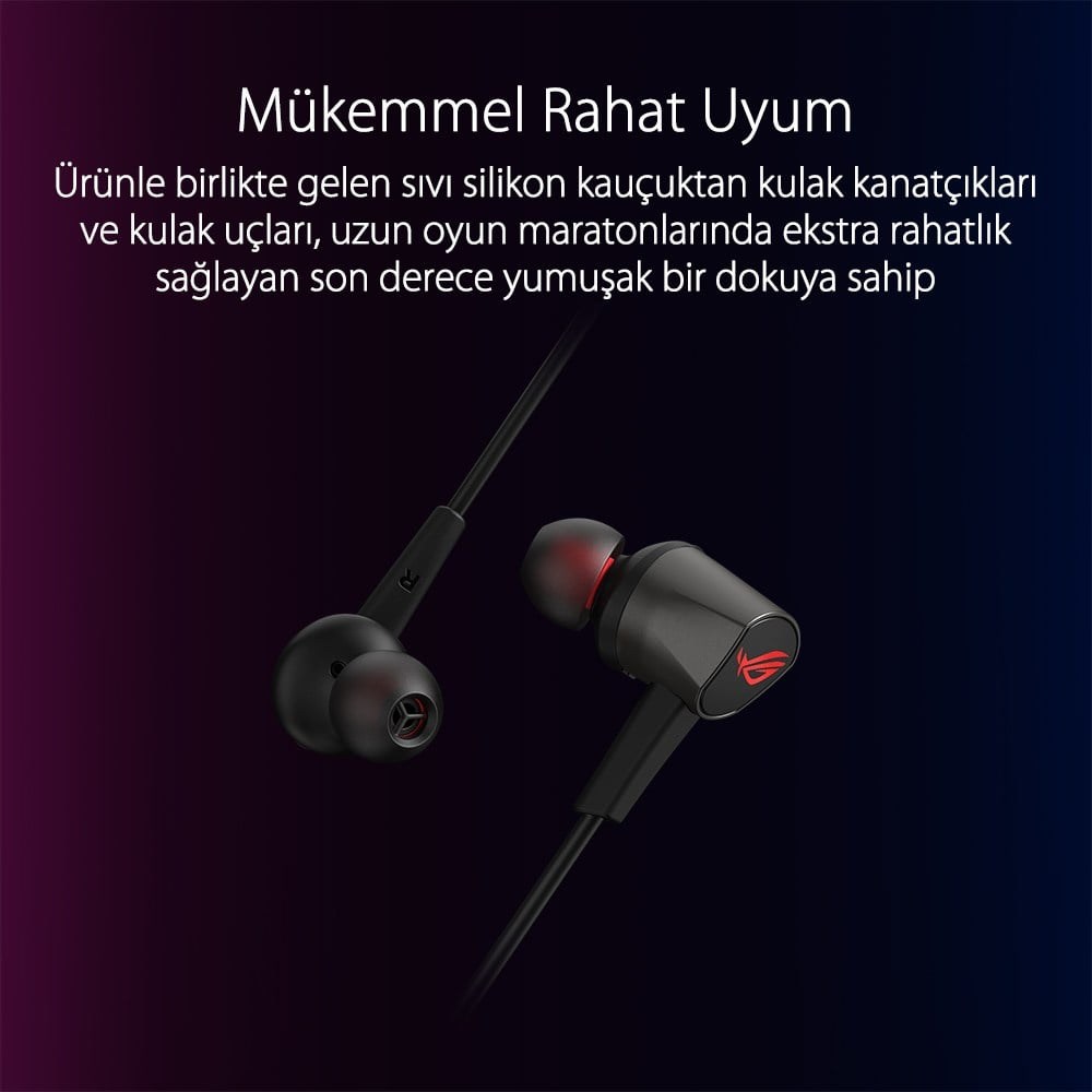 ASUS ROG Cetra II Core 90YH02V1-B2UA00 3.5mm 9.4mm Sürücü Mikrofonlu Siyah Kulak İçi Oyuncu Kulaklığı / 90YH02V1-B2UA00