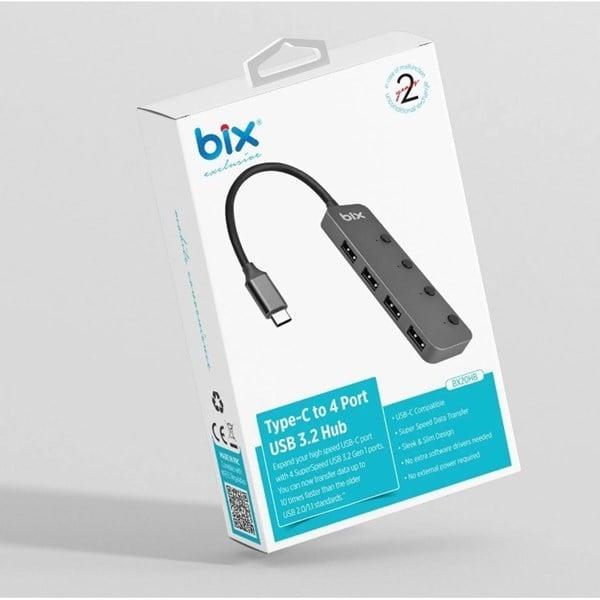 BIX BX20HB 4 port Type C USB Dönüştürücü Hub