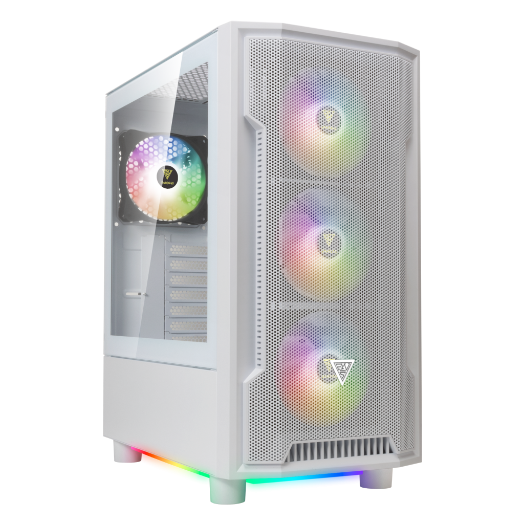GAMDIAS ATHENA M6 Lite WH, 850W, 80+ Bronze, Tempered Glass, Mesh, ARGB, ATX, White Edition, GAMING KASA