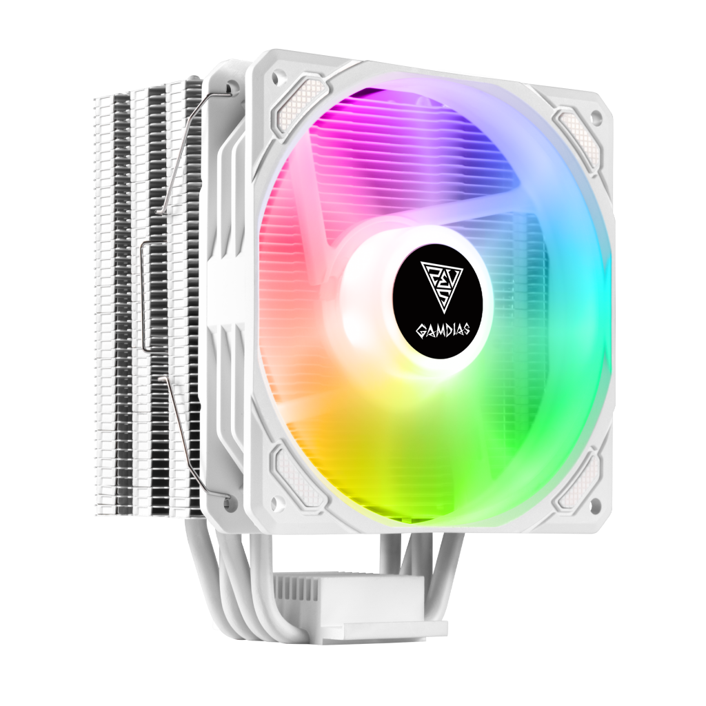 GAMDIAS BOREAS E1-410 WH, White Edition, 120mm, CPU Kule Tipi Hava Soğutma, Doğrudan Temas Teknolojisine Sahip 4 adet Gelişmiş Bakır Isı Borusu (AMD AM4-AM5 ve INTEL Tüm işlemciler ile uyumlu)