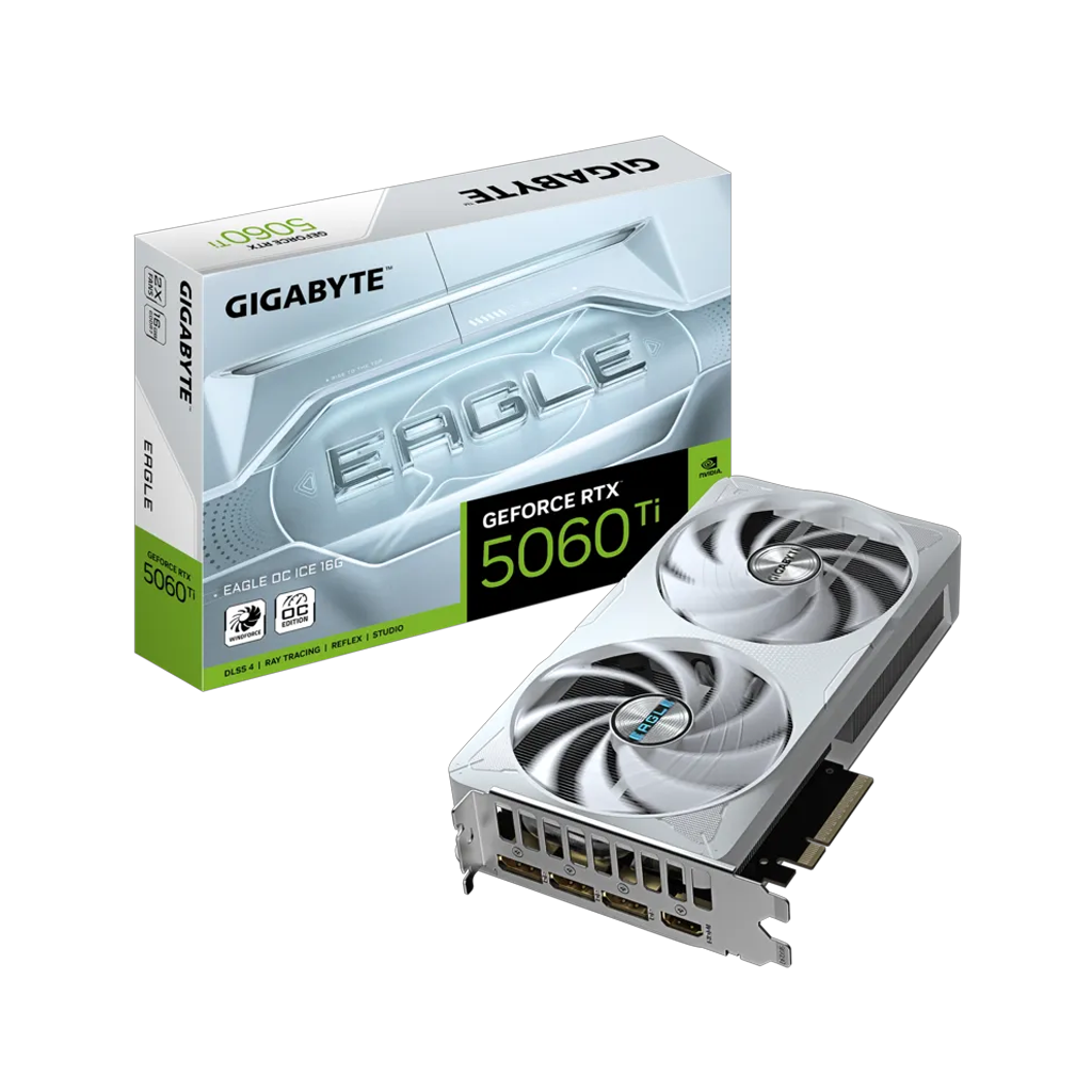 GIGABYTE GV-N506TEAGLE OC ICE-16GD, RTX5060TI, EAGLE OC ICE, 16Gb, GDDR7, 128BIT, 2 Fanlı, 1xHDMI, 3xDP, GAMING Ekran KARTI