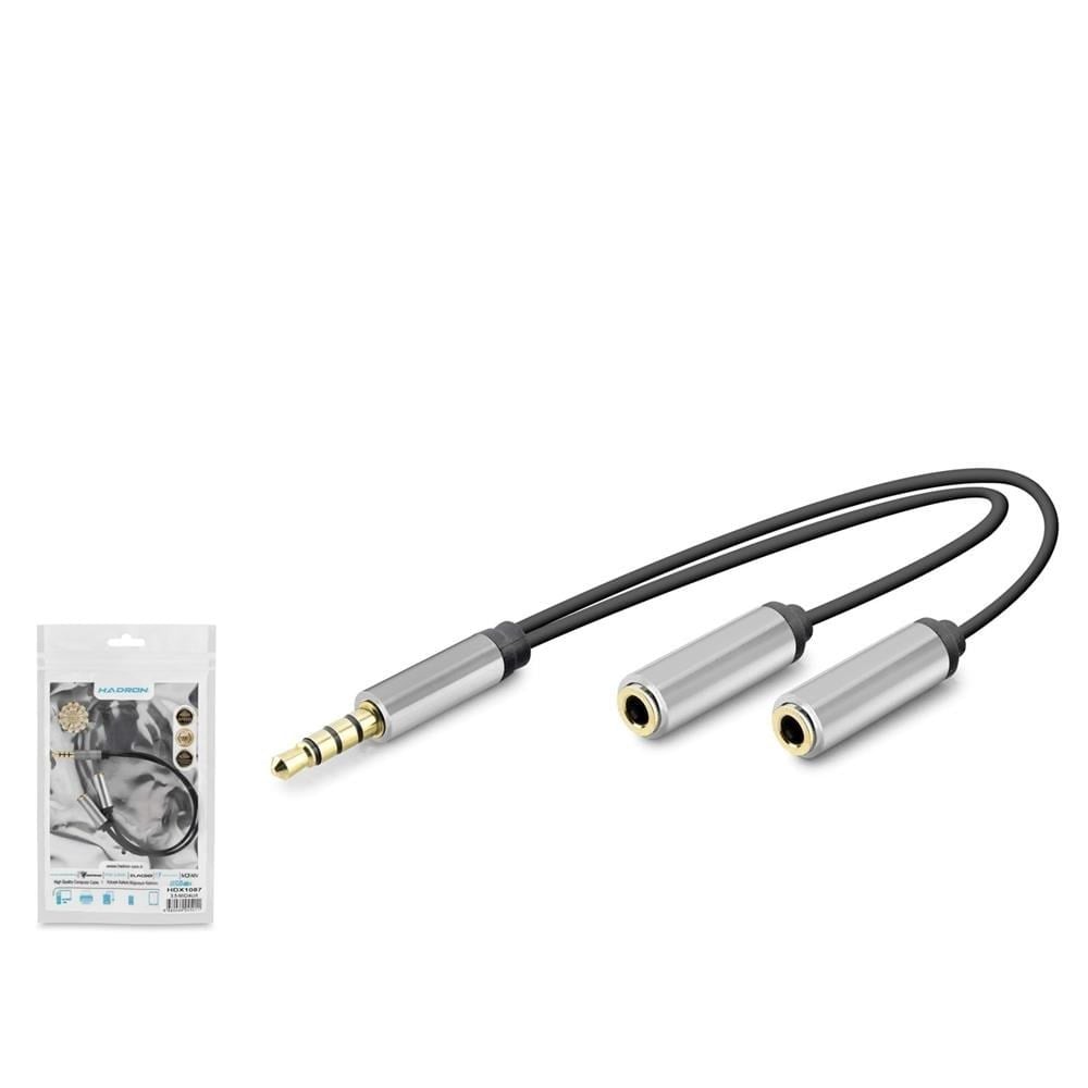 HADRON HDX1087 3.5 mm Kulaklık Mikrofon Ayırıcı Kablo 23 cm Siyah