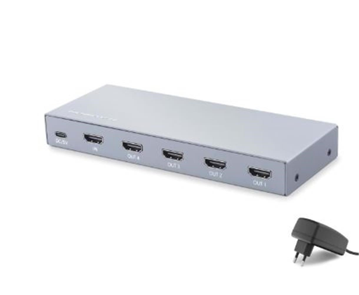 HADRON HDX1432 HDMI Splitter EDID 8K 60 Hz 1 Giriş 4 Çıkış Gri