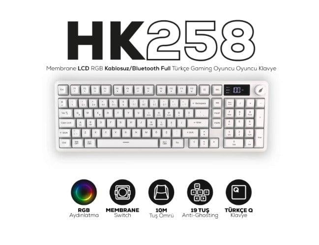 HAWK GAMING HK258W MEMBRANE LCD RGB KABLOSUZ BLUET