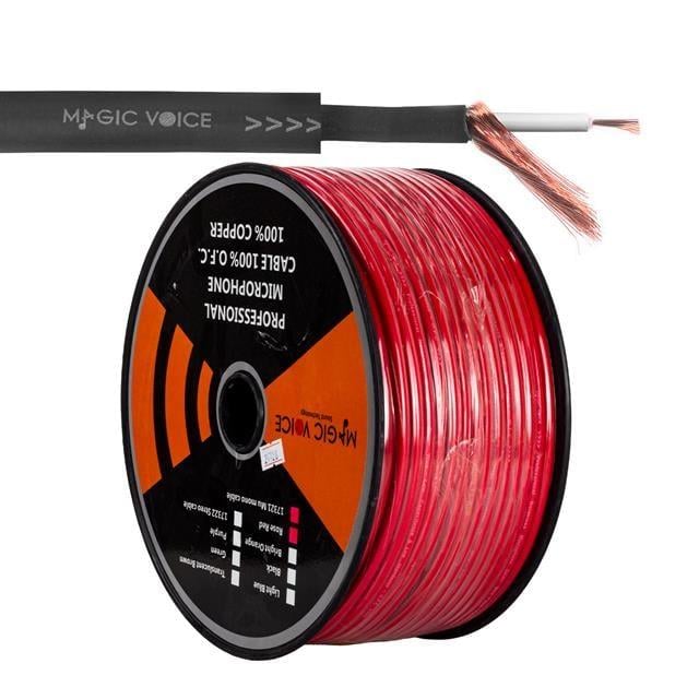 MagicVoice B96 Profesyonel Tek Damarlı Blendajlı Enstrüman Mikrofon Kablosu Mono 100 Metre (Kırmızı)