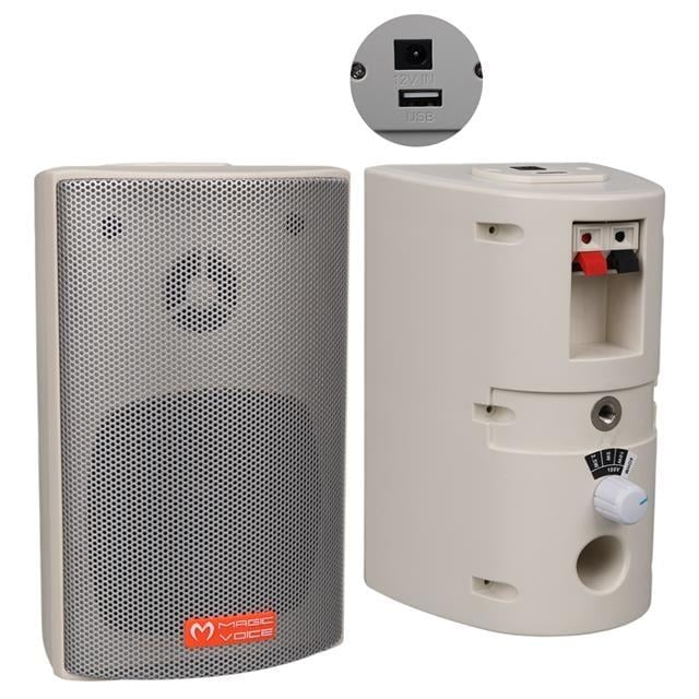 MagicVoice MV-16 7.5 CM 30 Watt Komütatörlü Hat Trafolu Beyaz Sütun Hoparlör (2'li Takım)