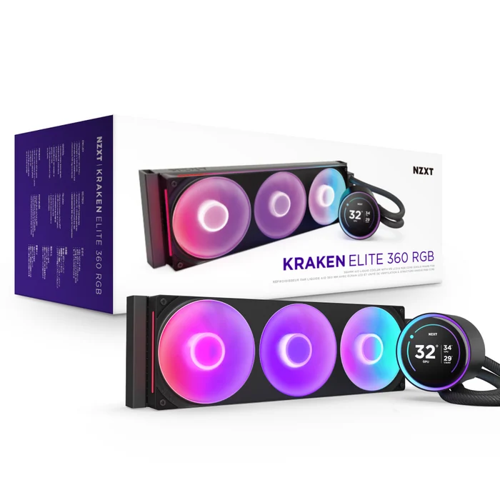 NZXT 360MM LCD KRAKEN ELITE 360 RGB v2 RL-KR36E-B2 AM5-1851p Sıvı Soğutmalı İşlemci Fanı