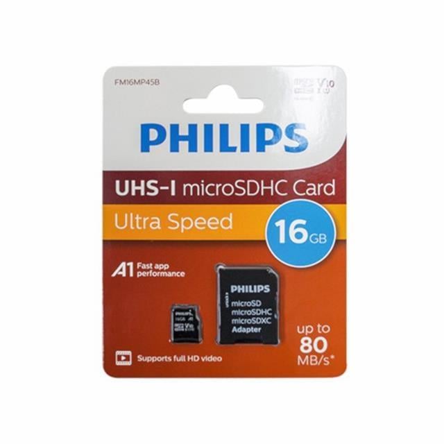 Philips FM16MP45B/00 16GB Class10 UHS-I U1 TF Adaptörlü Micro SDHC Hafıza Kartı