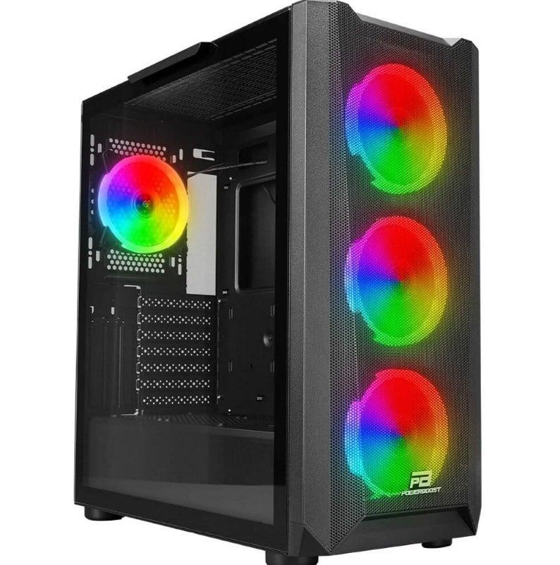 POWERBOOST VK-W001B Gaming Mid-Tower PC Kasası Siyah 360mm Soğutma Desteği