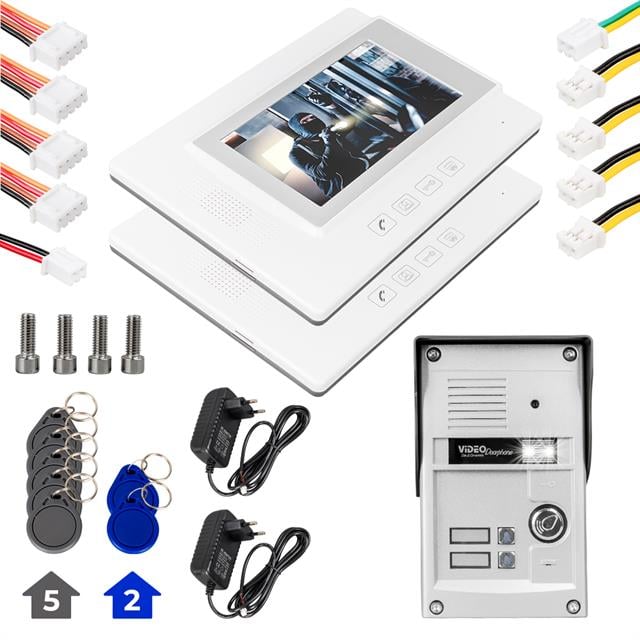 PowerMaster 37T2 2 Daire 7'' NFC Destekli Görüntülü Kapı Zili Interkom Akıllı Ev Güvenliği Sistemi