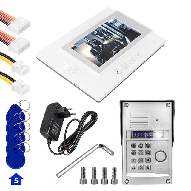 PowerMaster 773TP 1 Daire 7'' NFC Şifre Girişli Görüntülü Diafon Kapı Zili Interkom Akıllı Ev Güvenliği Sistemi