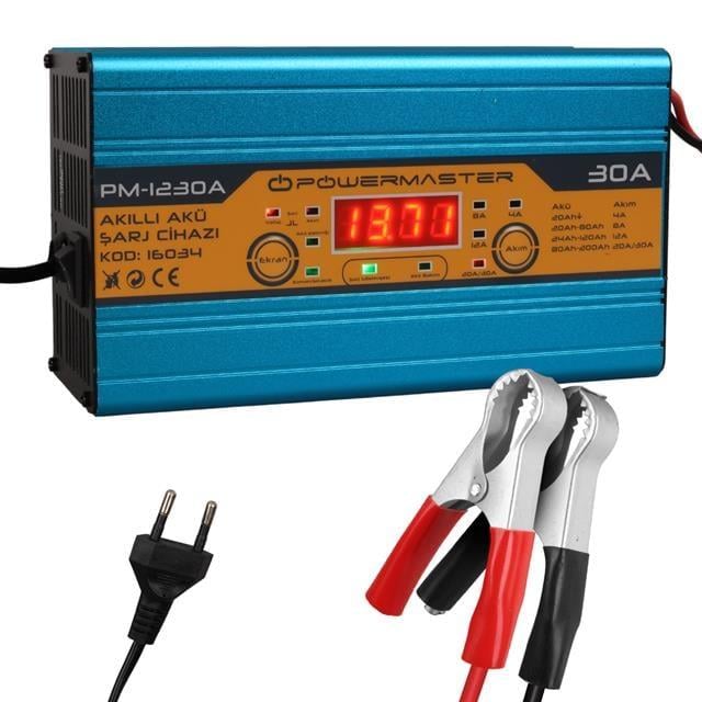 Powermaster PM-1230A 12 Volt 30 Amper LCD Ekranlı Akıllı Akü Şarj Cihazı