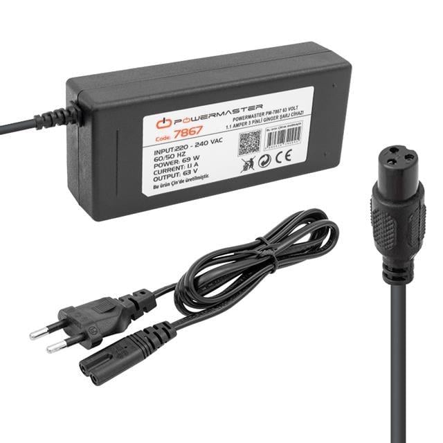 Powermaster PM-7867 63 Volt 1.1 Amper 3 Pinli Ginger Şarj Cihazı