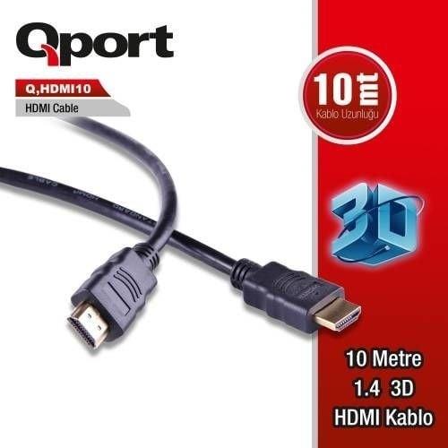 QPORT 10metre Q-HDMI10 HDMI Kablo 3D Gold 1.4v
