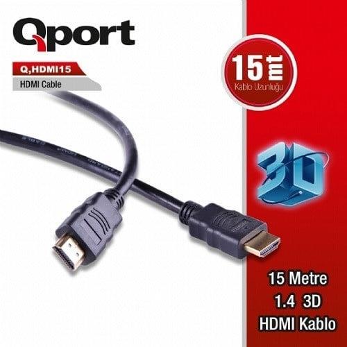 QPORT 15metre Q-HDMI15 HDMI Kablo 3D Gold 1.4v