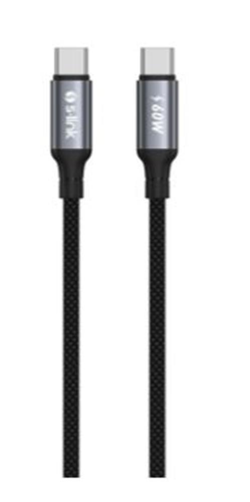 S-link Armor CC-01 60W 1.2m Type-C to Type-C PD Örgülü Metal Başlıklı Siyah Hızlı Şarj Kablosu