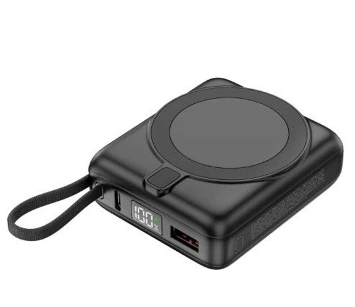 S-link M10L 10000mAh Magsafe 15W PD22.5W+QC3.0 18W Siyah Led Logo Şarj Cihazı Powerbank