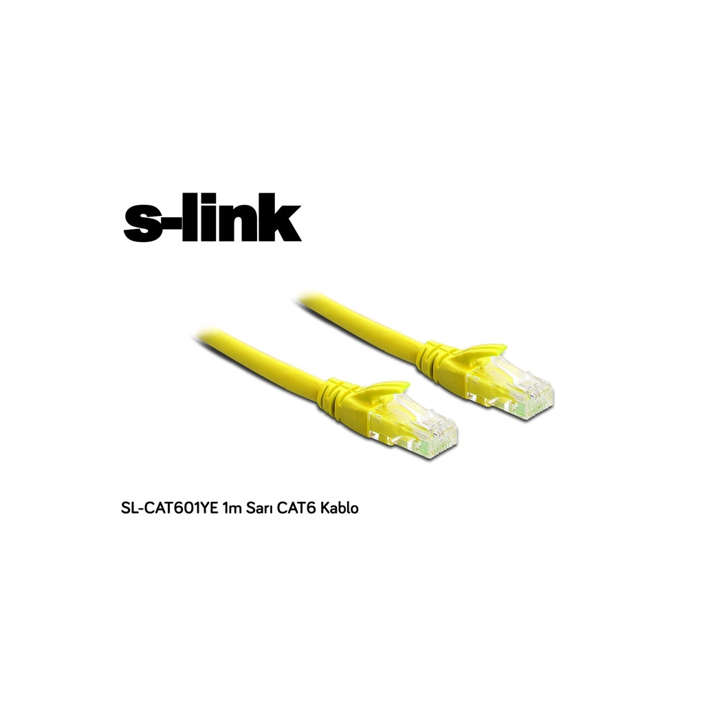 S-Link SL-CAT601YE, CAT6 Patch, 1Mt Kablo (Sarı)