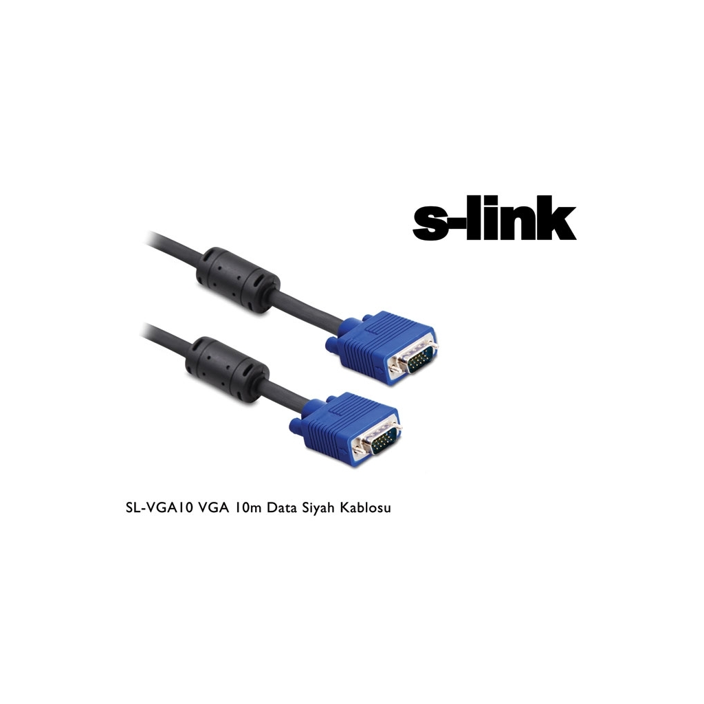 S-LINK SL-VGA10, 15Pin, İki Ucu Erkek, 10mt, VGA Kablosu