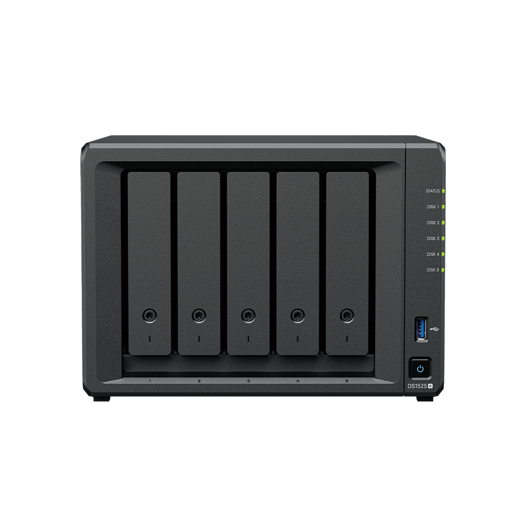 SYNOLOGY 5diskli Ryzen V1500B 8GB RAM-2.5Gbe Nas Server DS1525 PLUS