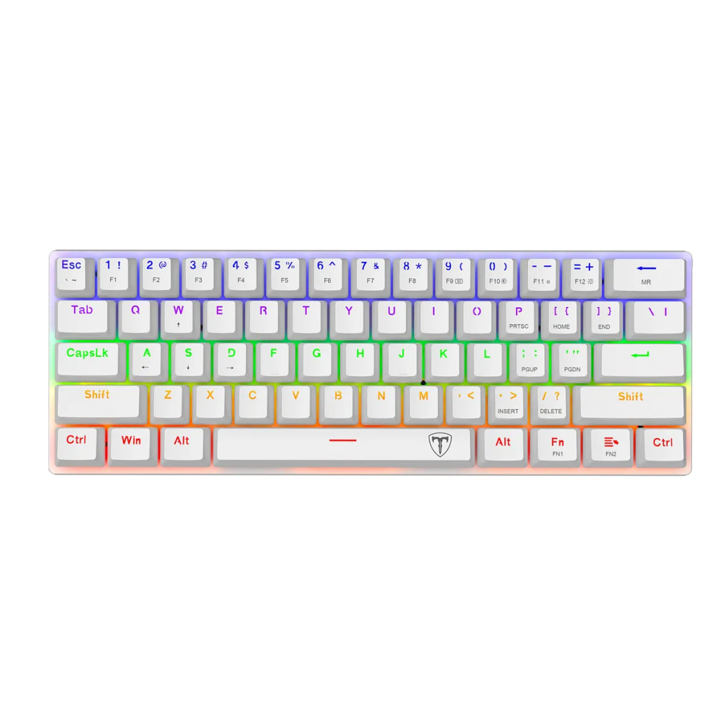 T-DAGGER ARENA LITE, T-TGK321W-LIT, USB Kablolu, ingilizce Q, Rainbow Backlight, Red Mekanik Switch, 61 Tuşlu, Gaming Klavye (Beyaz)