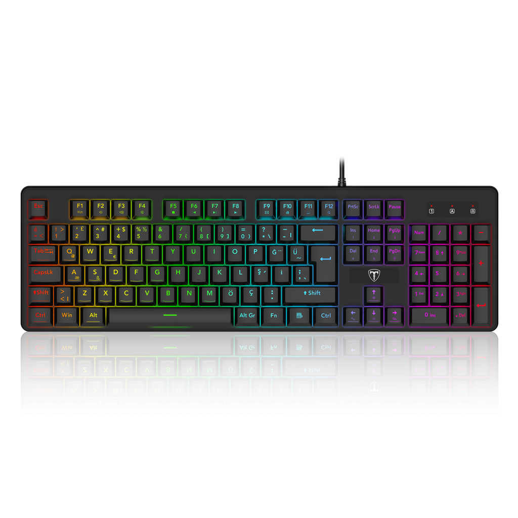 T-DAGGER T-TGK207, VALRAV, USB Kablolu, Türkçe Q, RGB Backlight, Membran Tuşlar, 104 Tuşlu, Multimedya, Gaming Klavye