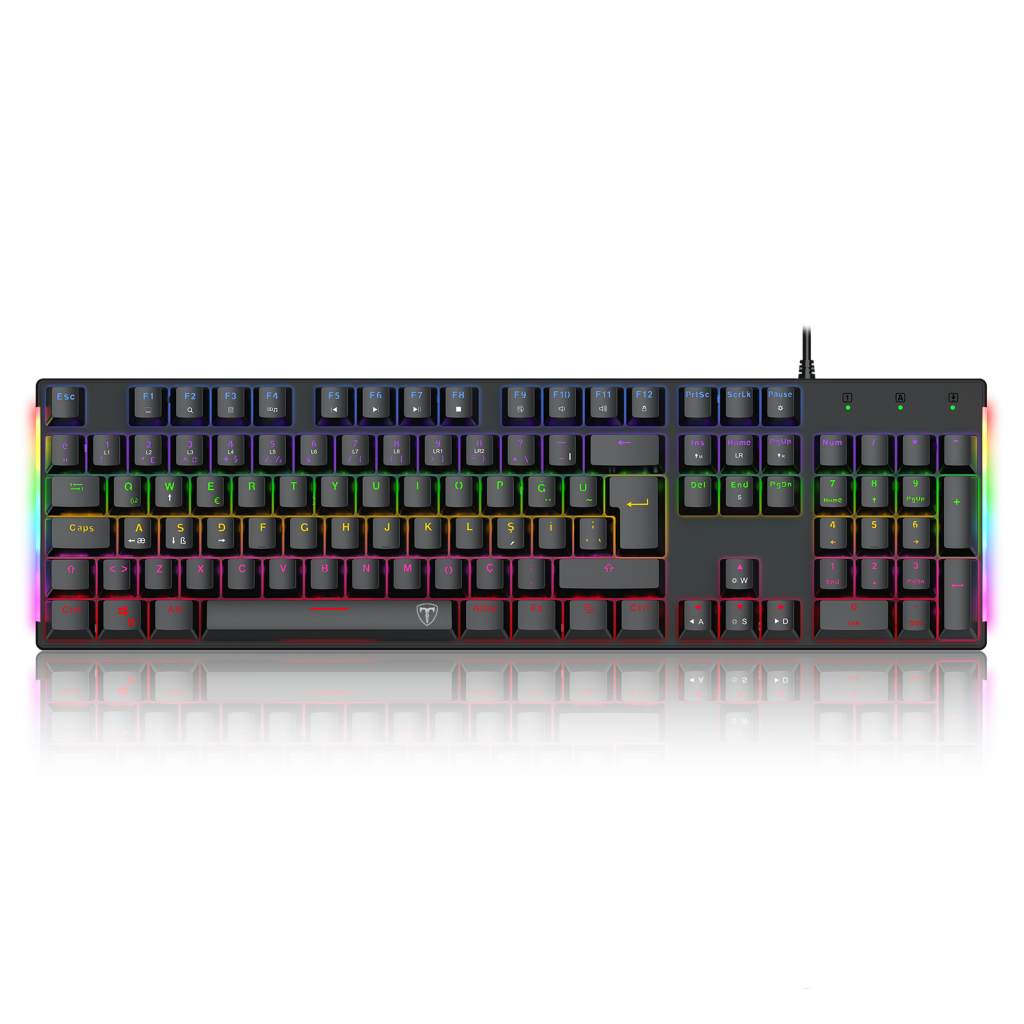 T-DAGGER T-TGK310-RD, NAXOS, USB Kablolu, Türkçe Q, Rainbow Backlight, Red Mekanik Switch, 104 Tuşlu, Gaming Klavye