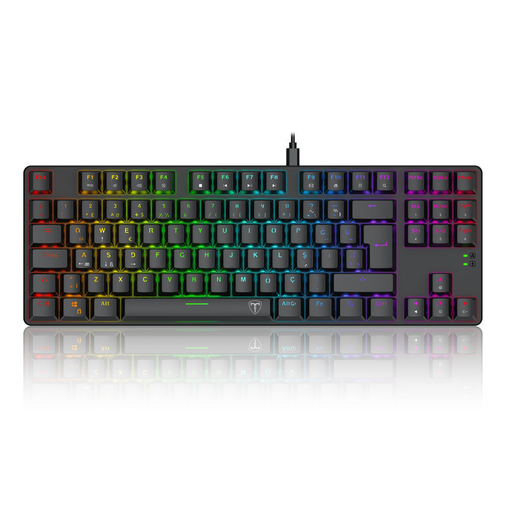 T-DAGGER T-TGK315-RD, BORA, USB Kablolu, Türkçe Q, RGB Backlight, Red Mekanik Switch, 87 Tuşlu, Gaming Klavye