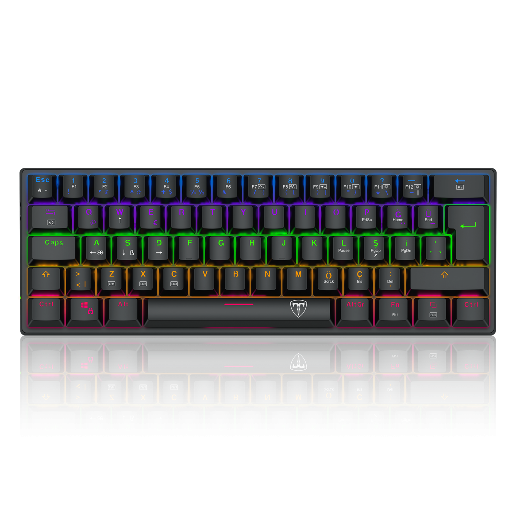 T-DAGGER T-TGK321-LIT, ARENA LITE, USB Kablolu, Türkçe Q, Rainbow Backlight, Red Mekanik Switch, 61 Tuşlu, Gaming Klavye (Siyah)
