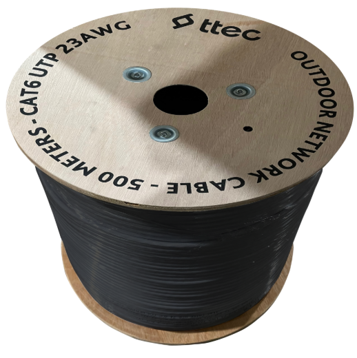 TTEC 500metre 23AWG Siyah CCA CAT6 KBL-CAT6-23CCA/OUT500S Dış Mekan Kablo