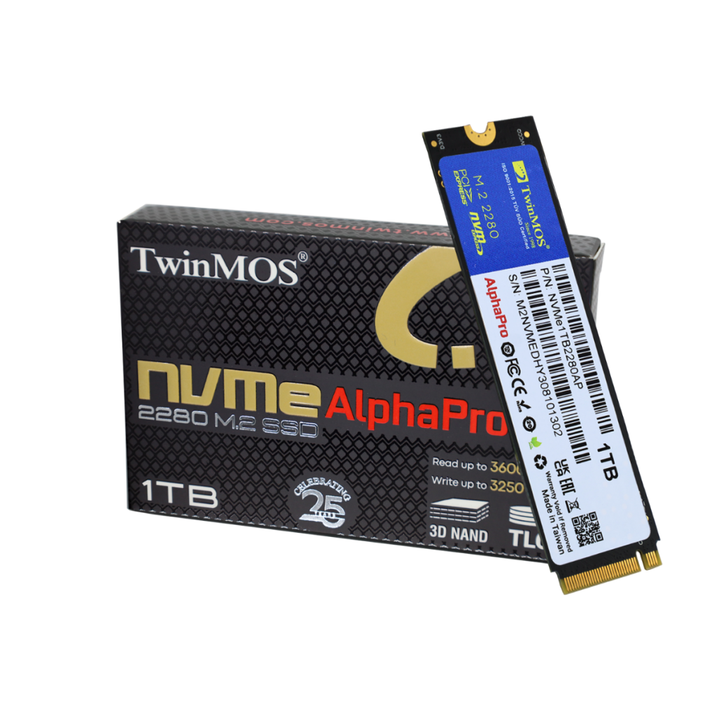 TwinMOS NVMe1TB2280AP, AlphaPro, 1TB, 3600-3250Mb/s, Gen3, NVMe PCIe M.2 2280, SSD, TLC, 3DNAND