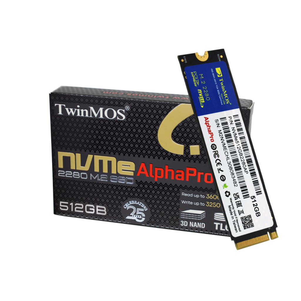 TwinMOS NVMe512GB2280AP, AlphaPro, 512GB, 3600-3250Mb/s, Gen3, NVMe PCIe M.2 2280, SSD, TLC, 3DNAND