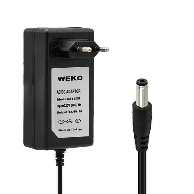 Weko 14.4 Volt - 1 Amper 5.5*2.5 Uçlu Plastik Işıklı Kasa Priz Tip Adaptör