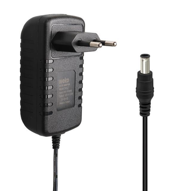 Weko WK-24327 12 Volt - 2.5 Amper 5.5*2.5 Uçlu Yerli Üretim Plastik Kasa Priz Tipi Adaptör