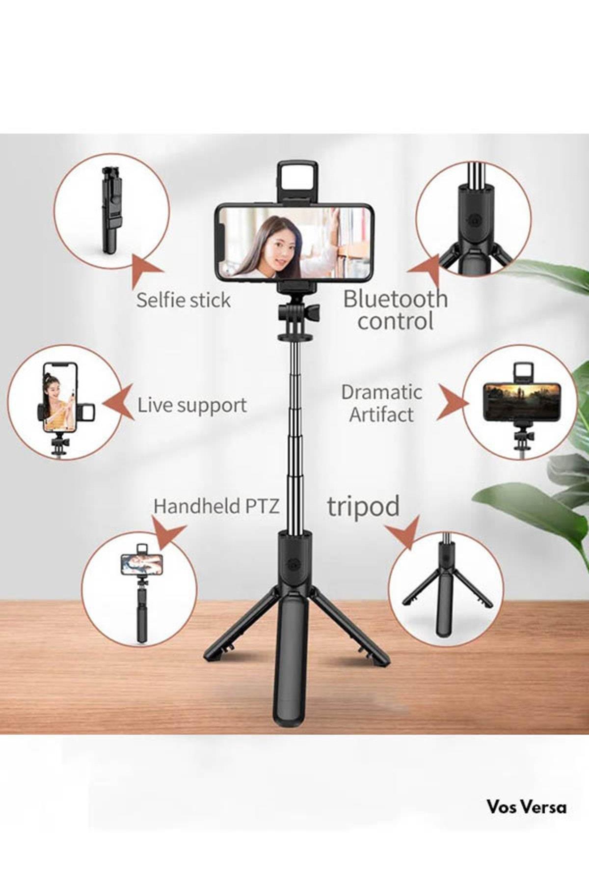 Led Işıklı Tripod Selfie Çubuğu Kablosuz Bluetooth Ile Uzaktan Kumanda ULS1001