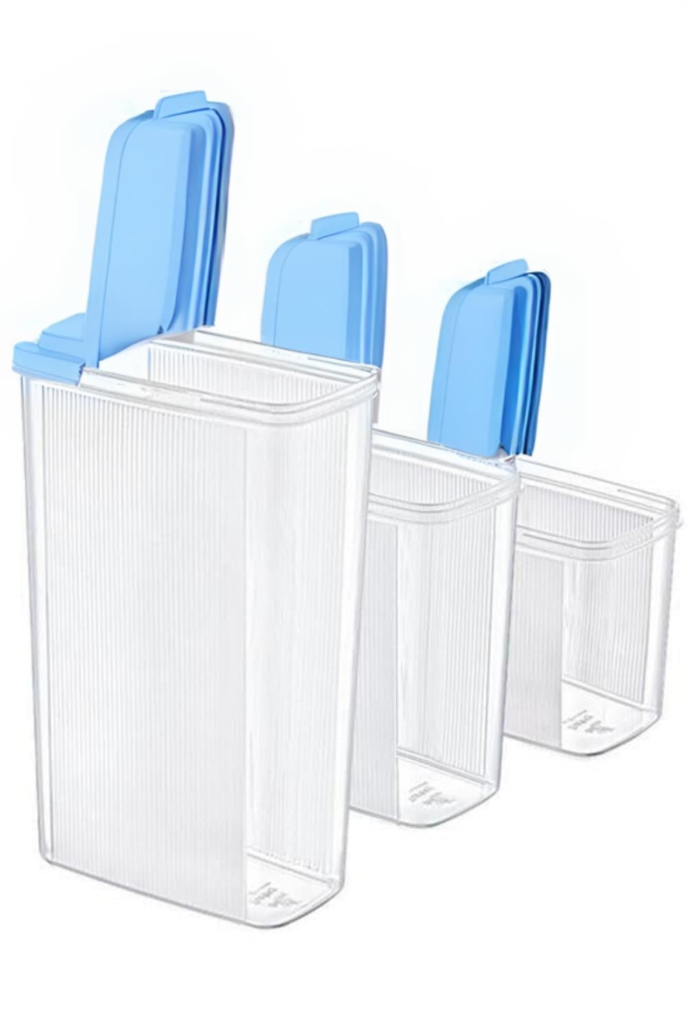 Vos Versa 3lü Dikey Mavi Şeffaf Erzak Saklama Kabı Seti 2400 X 1700 X 1200 ML VVHM0002