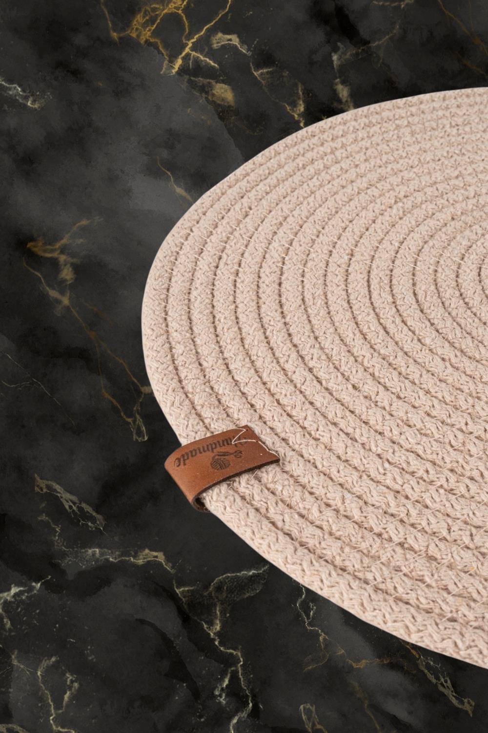 Vos Versa Amerikan Servis Tekli Supla Lux Sunum Tabak Altlığ - Yuvarlak Bej VVHM0039