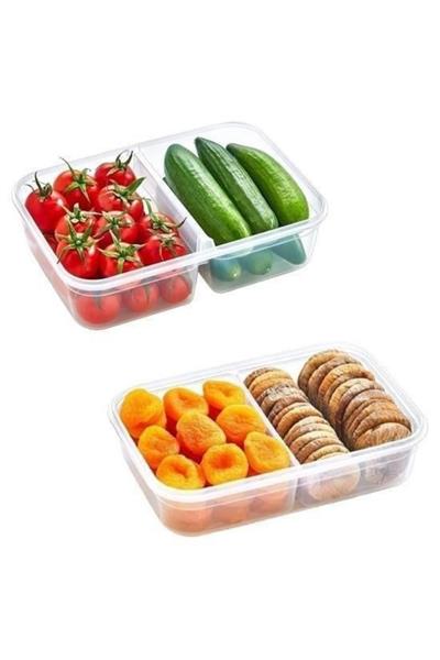 Vos Versa 2 Bölmeli Gri Şeffaf Sızdırmaz Contalı Kilitli Kapaklı 1 Litre Erzak Saklama Kabı VVHM0003