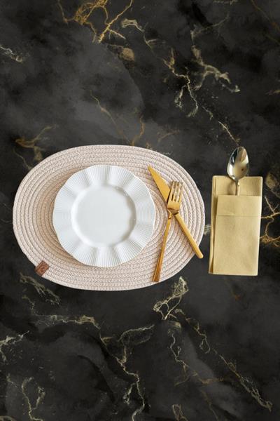 Vos Versa Amerikan Servis 6lı Supla Lux Sunum Tabak Altlığ - Oval Bej VVHM0038